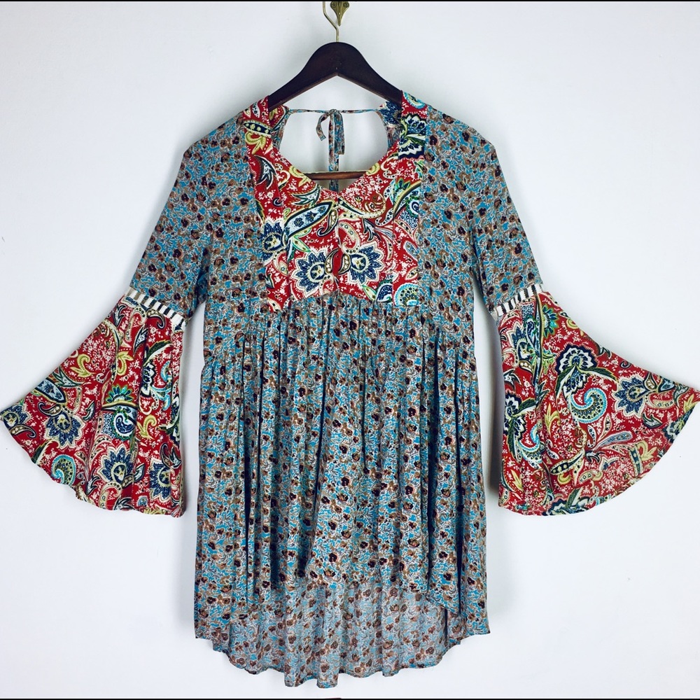Umgee Bohemian Chic Floral Keyhole Tunic or Dress